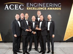 Halff accepting the ACEC Honor Award in Washington DC for RM 620 Roundabout project